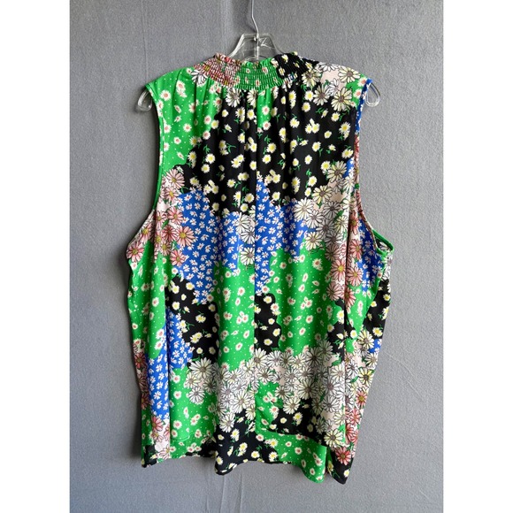 Status by‎ Chenault Women's  2X Daisy Patchwork Blouse Tank Top Green Blue Boho - Picture 9 of 9